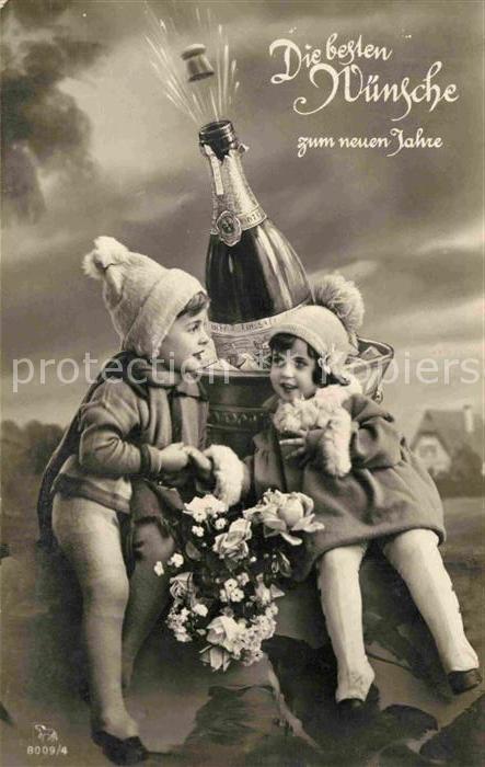 Neujahr Kinder Sektflasche Zipfelmuetze