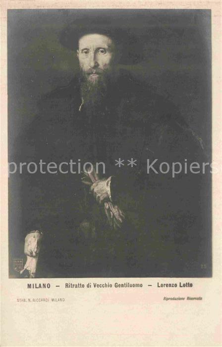 Kuenstlerkarte Alte Kuenstler Lorenzo Lotto Ritratto di Vecchio Gentiluomo