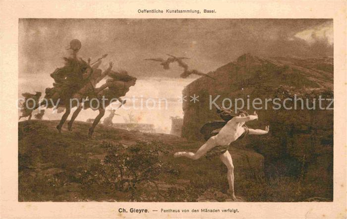 Kuenstlerkarte Alte Kuenstler Charles Gleyre Pentheus von den Maenaden verfolgt