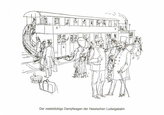 Eisenbahn Zweistöckiger Dampfwagen Hessische Ludw