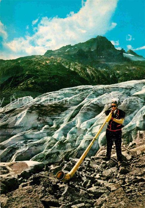 Alphorn Alphornblaeser Rhonegletscher