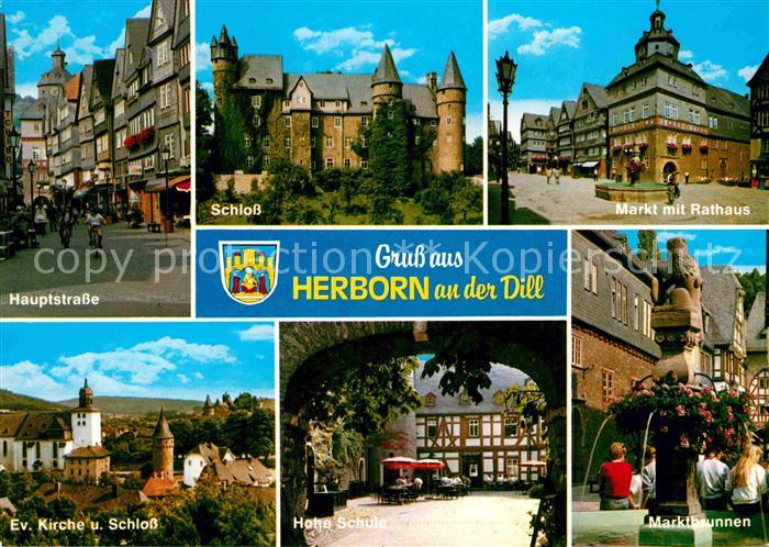 Herborn Hessen Schloss Hauptstrasse Hohe-Schule Marktbrunnen
