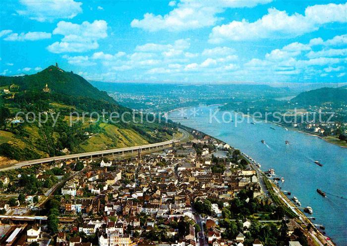 Koenigswinter Fliegeraufnahme Rheinpartie