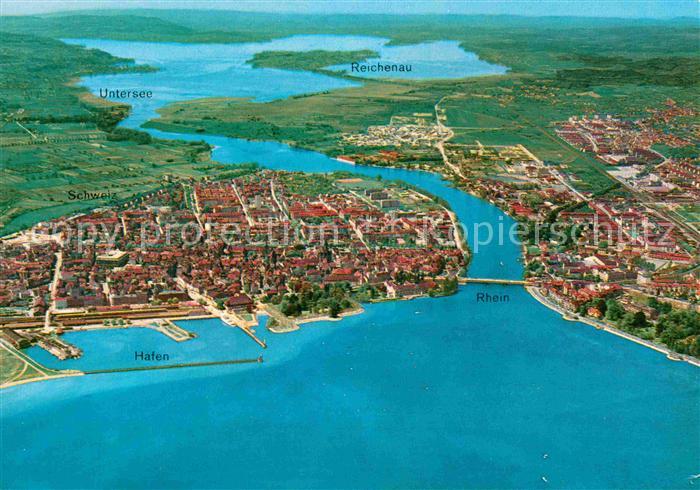 Konstanz Bodensee Fliegeraufnahme Hafen Rhein Untersee Reichenau