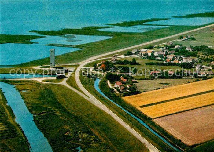 Nordstrand Fliegeraufnahme Suedhafen und Aussendeich