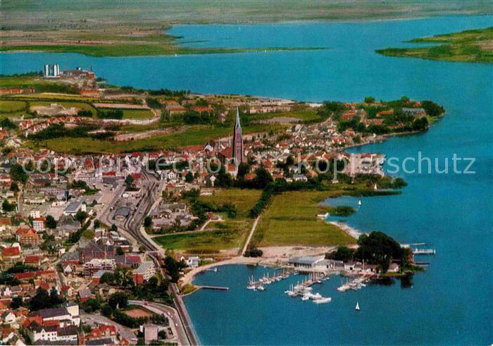 Schleswig Schlei Fliegeraufnahme mit Kirche und Hafen