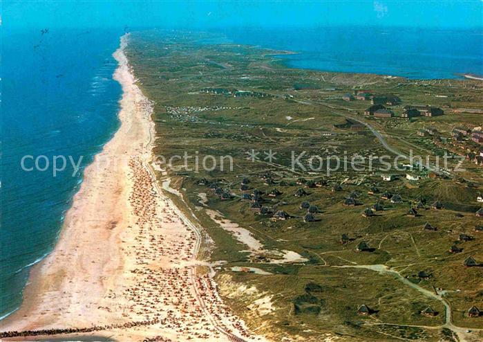 Hoernum Sylt Fliegeraufnahme Strand mit Kersigsiedlung