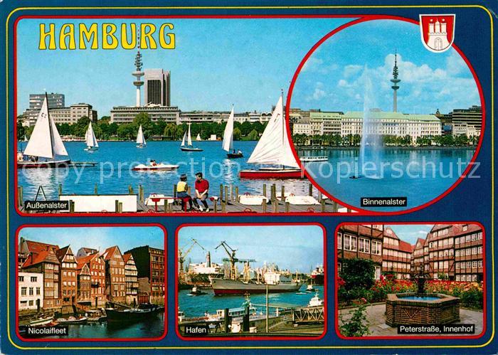 HAMBURG  CITY Aussenalster Binnenalster Peterstrasse Hafen Nicolaifleet