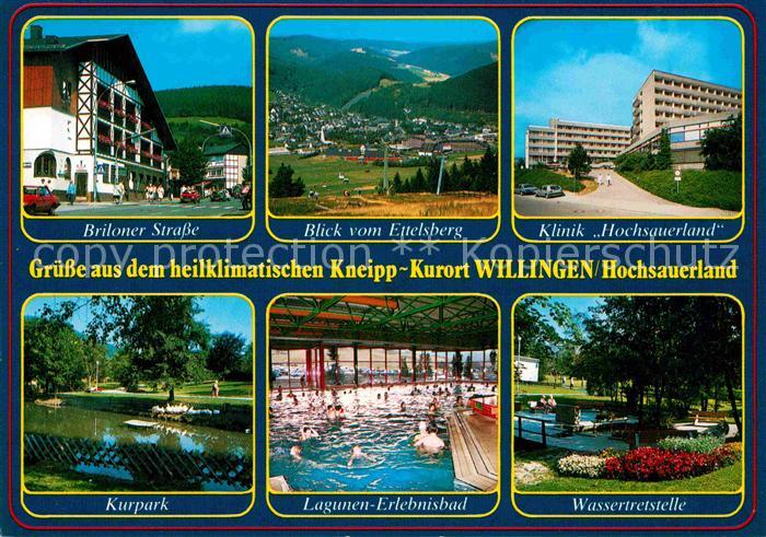 Willingen Sauerland Briloner Strasse Blick vom Ettelsberg Kurpark Lagunenbad Was