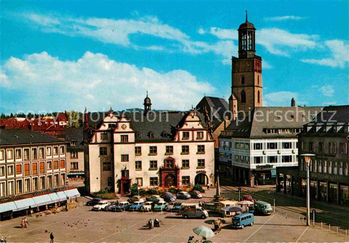 Darmstadt Marktplatz Rathaus und Stadtkirche