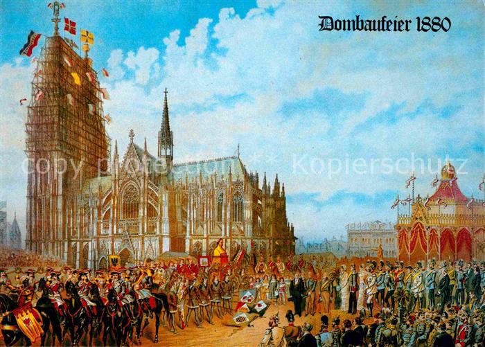 Koeln Rhein Dombaufeier alte Zeichnung