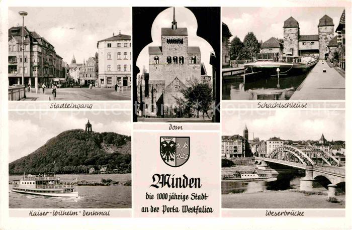 Minden Westfalen Stadteingang Kaiser Wilhelm Denkmal Weserbruecke Dom Schachtsch