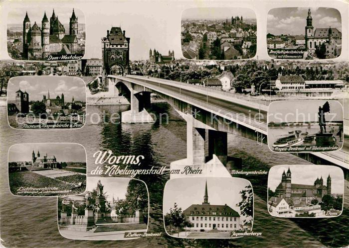 Worms Rhein Dom Niebelungenbruecke  Liebfrauenkirche Luther Denkmal