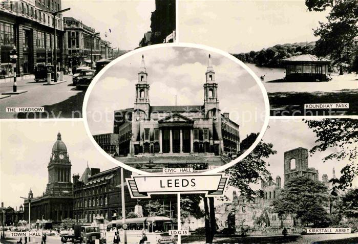 Leeds West Yorkshire Roundhay Park Kirkstall Abbey Town Hall