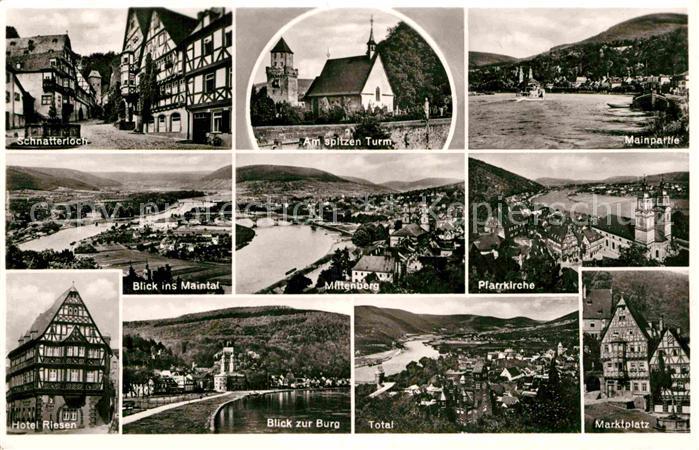 Miltenberg Main Spitzer-Turm Mainpartie Schnatterloch Hotel-Riesen Burg