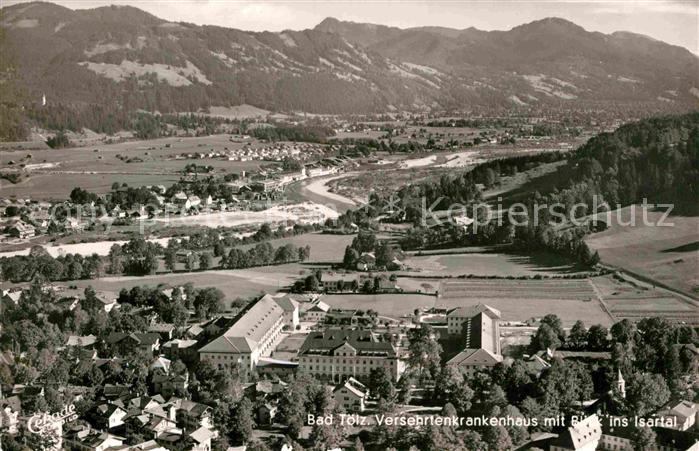 Bad Toelz Fliegeraufnahme Versehrtenkrankenhaus mit Isartal