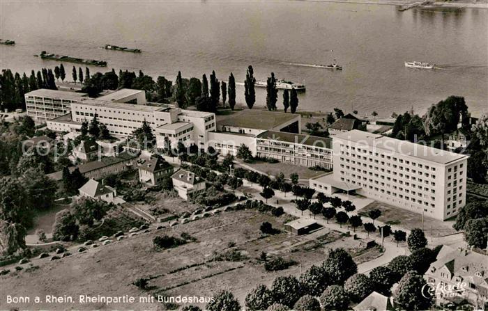 Bonn Rhein Fliegeraufnahme Bundeshaus am Rhein