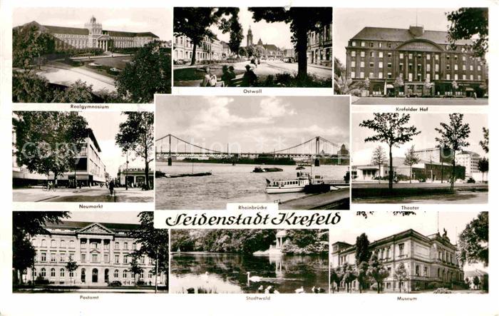 Krefeld Seidenstadt Ostwall Krefelder-Hof Neumarkt Postamt Museum Rheinbruecke