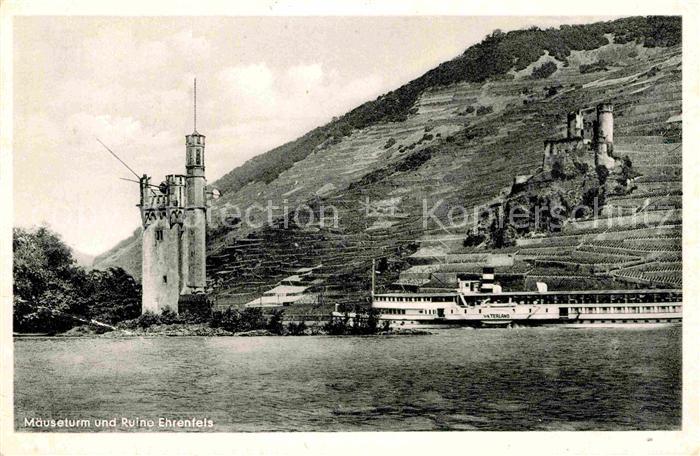 Bingen Rhein Maeuseturm und Ruine Ehrenfels
