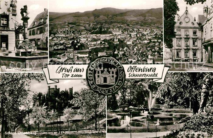 Offenburg L?wenbrunnen Rathaus Schlo?-Orlenberg Stadtgarten