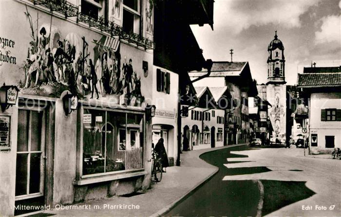 Mittenwald Bayern Obermarkt mit Pfarrkirche