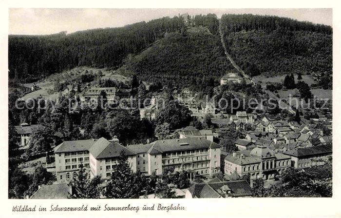 Wildbad Schwarzwald Fliegeraufnahme mit Sommerberg und Bergbahn