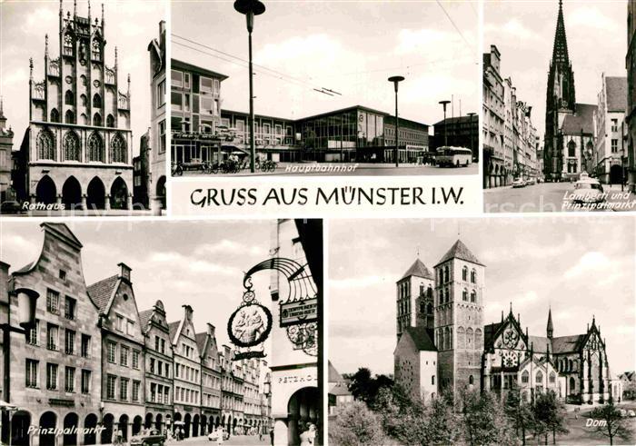 Muenster Westfalen Hauptbahnhof Rathaus Prinzipalmarkt Dom Lamberti
