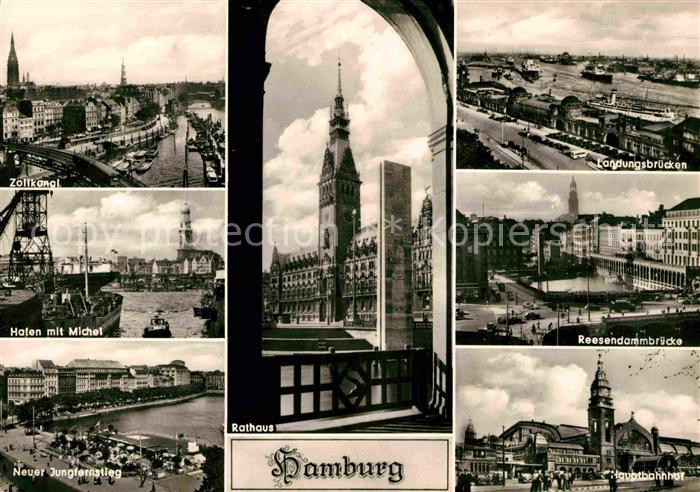 HAMBURG  CITY Rathaus Landungsbruecken Reesendammbruecke Jungfernstieg Hafen Mic