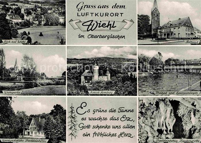 Wiehl Oberbergischer Kreis Schloss HOmburg Freibad Tropfsteinhoehle Traubengrott