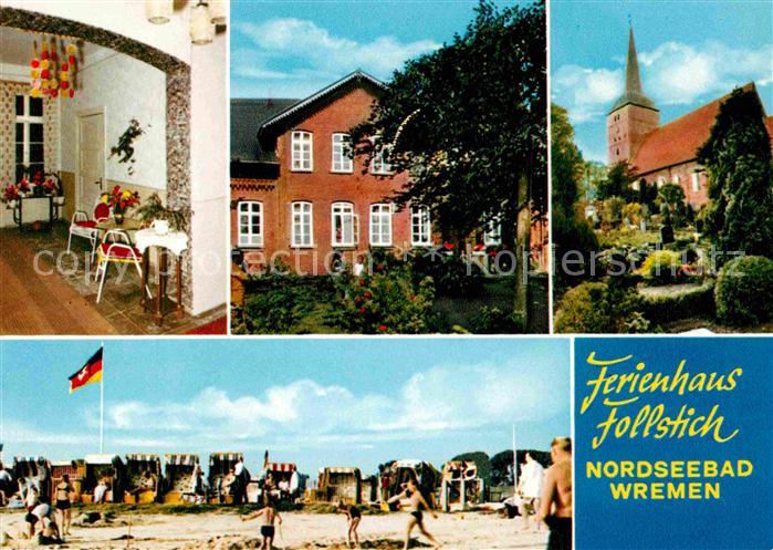 Wremen Ferienhaus Follstich Kirche Strand