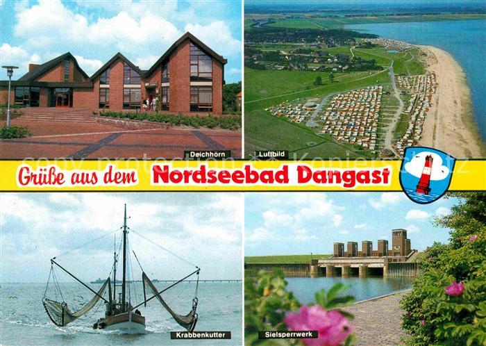Dangast Nordseebad Deichhorn Fliegeraufnahme Krabbenkutter Sielsperrwerk