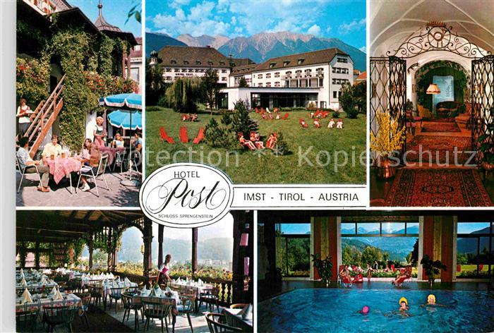 Imst Tirol Hotel Post Schloss Sprengenstein Terrasse Park Speisesaal Hallenbad