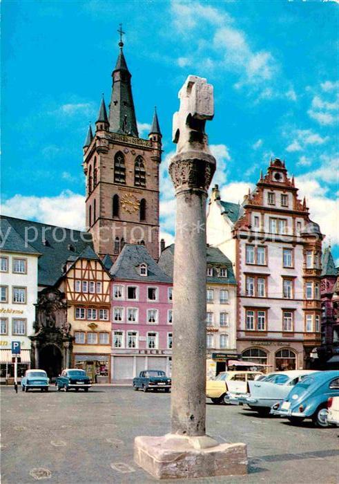 TRIER  CITY Hauptmarkt mit Marktkreuz und St Gangolph Kirche