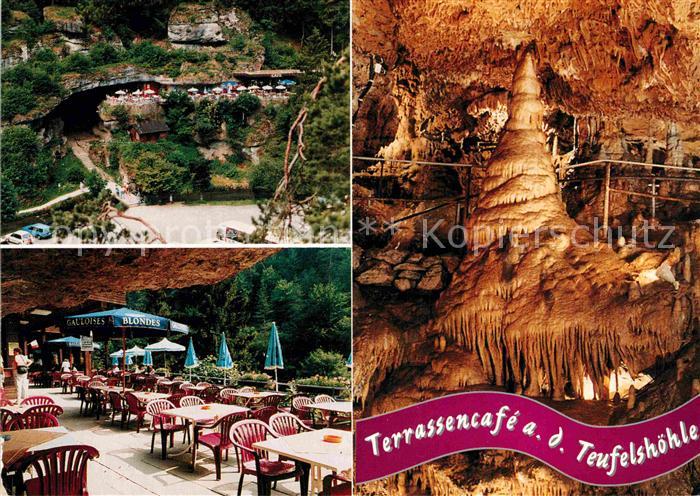 Pottenstein Oberfranken Terrassencafe an der Teufelshoehle