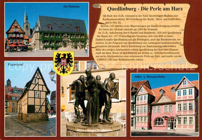 Quedlinburg Harz Rathaus Finkenherd Muenzenberger Musikanten Adler und Ratsapoth