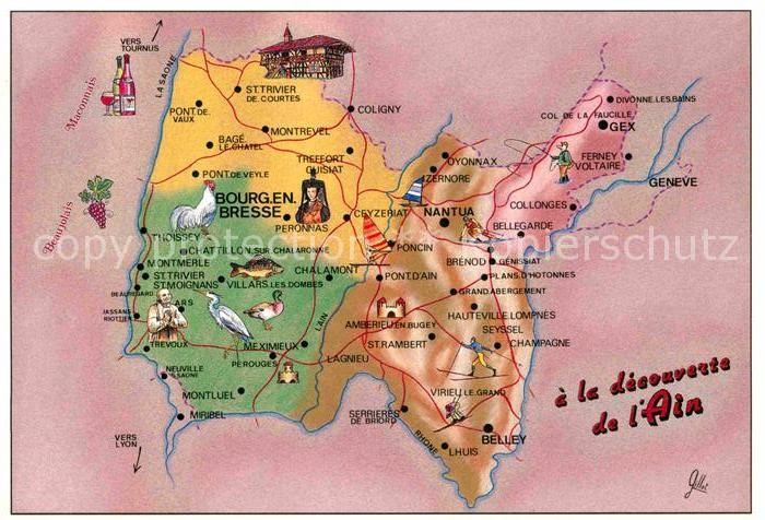 Bourg-en-Bresse Villars les Dombes Ars Perouges Lageplan
