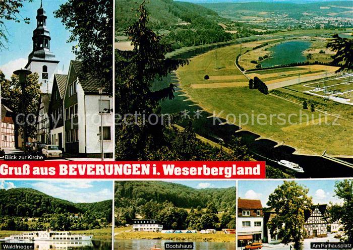 Beverungen Kirche Fliegeraufnahme Waldfrieden Bootshaus Rathausplatz