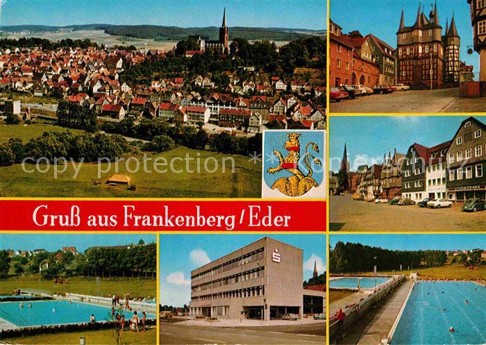 Frankenberg Eder Fliegeraufnahme Teilansichten Schwimmbad Sparkasse