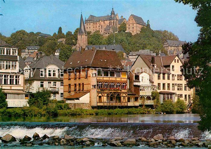 Marburg Lahn Lahnpartie mit Schloss