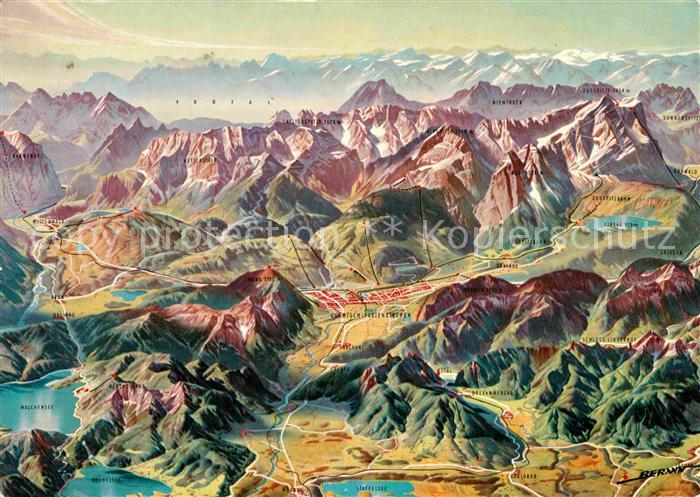 GARMISCH-PARTENKIRCHEN Bayern und Umgebung Alpenpanorama aus der Vogelperspektiv