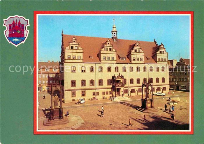 Wittenberg Lutherstadt Rathaus Martin Luther Denkmal Melanchthon Denkmal Wappen