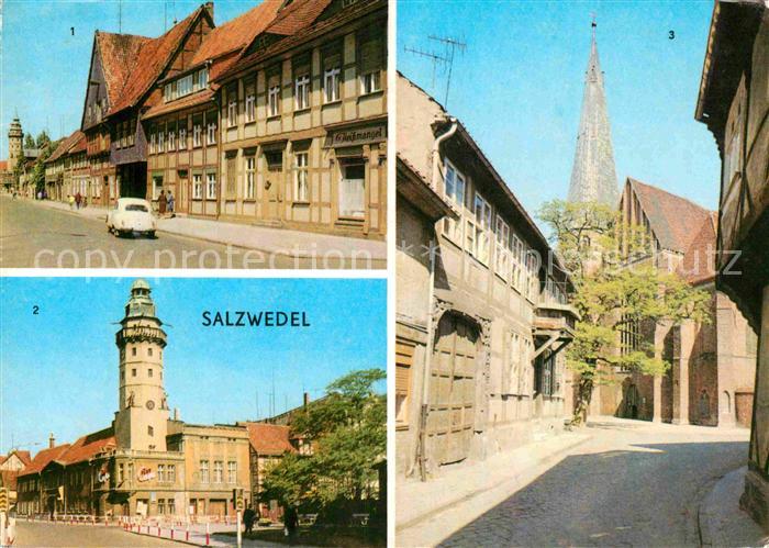 Salzwedel Strasse der Jugend Hotel Schwarzer Adler Rathausturm Schmiedestrasse