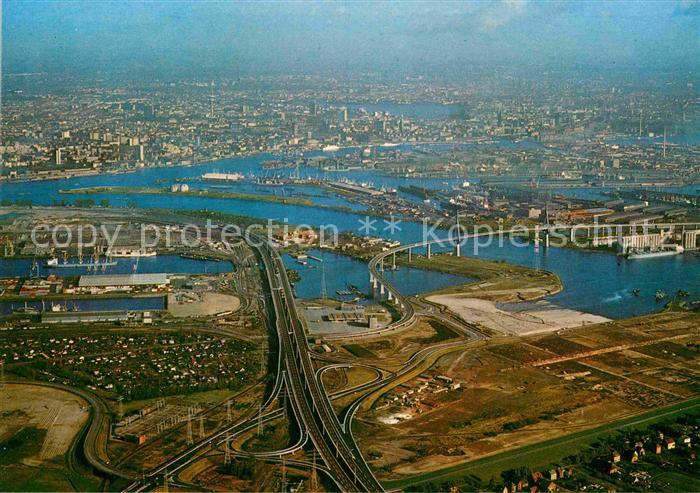 HAMBURG  CITY Koehlbrandbruecke und Hafen Fliegeraufnahme