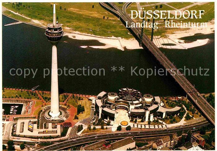DuessELDORF  CITY Landtag und Fernmeldeturm Rheinturm Bruecke Fliegeraufnahme