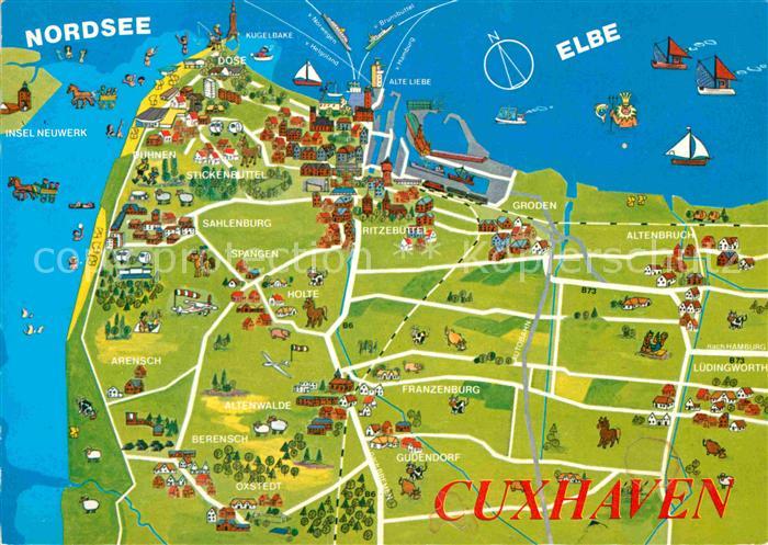 Cuxhaven Nordseebad und Umgebung Landkarte
