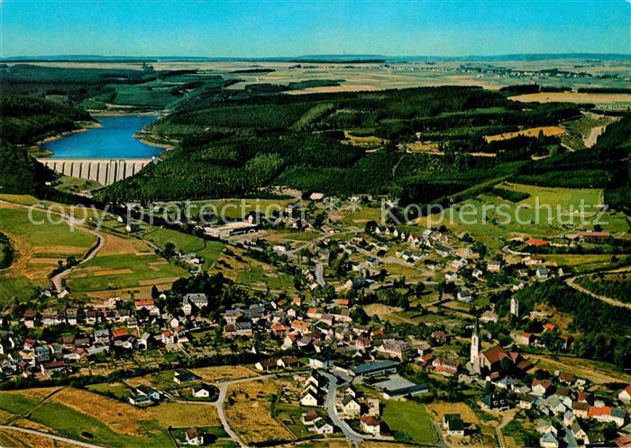 Hellenthal Eifel mit Olef Talsperre und Wildfreigehege Fliegeraufnahme
