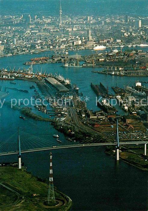HAMBURG  CITY Koehlbrandbruecke Hafen Fliegeraufnahme