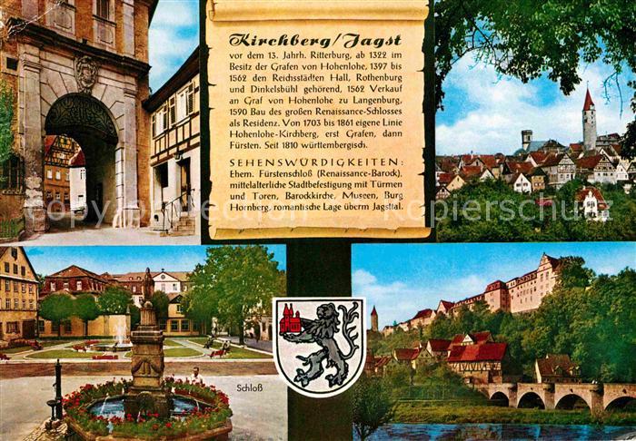 Kirchberg Jagst Teilansichten Torbogen Schloss Brunnen Bruecke Wappen Geschichte