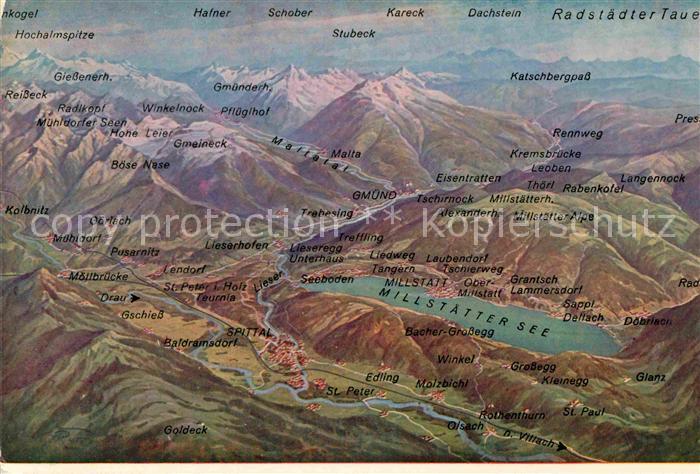 Millstaettersee und Umgebung Draugebiet Liesergebiet Maltatalgebiet aus der Voge