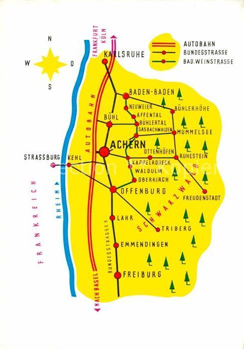 Achern Baden und Umgebung Landkarte Hotel Sonne Eintracht